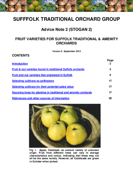 2:  Fruit varieties for Suffolk traditional and amenity orchards