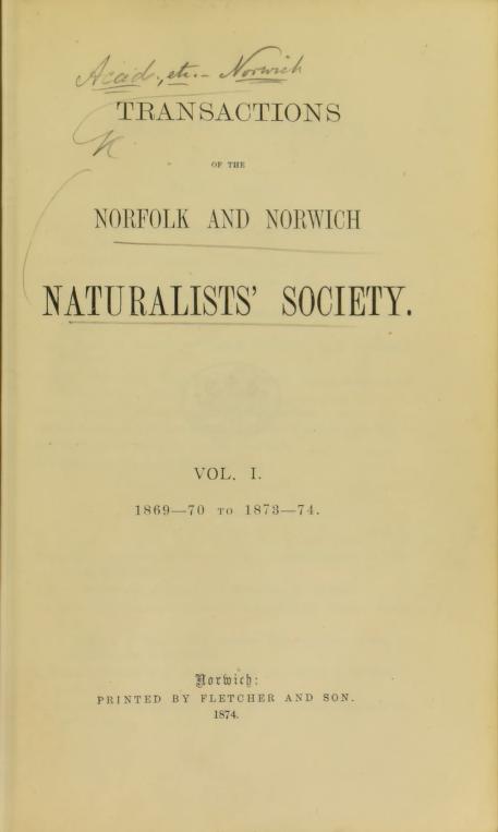 Norfolk and Norwich Naturalists' Society Transactions cover